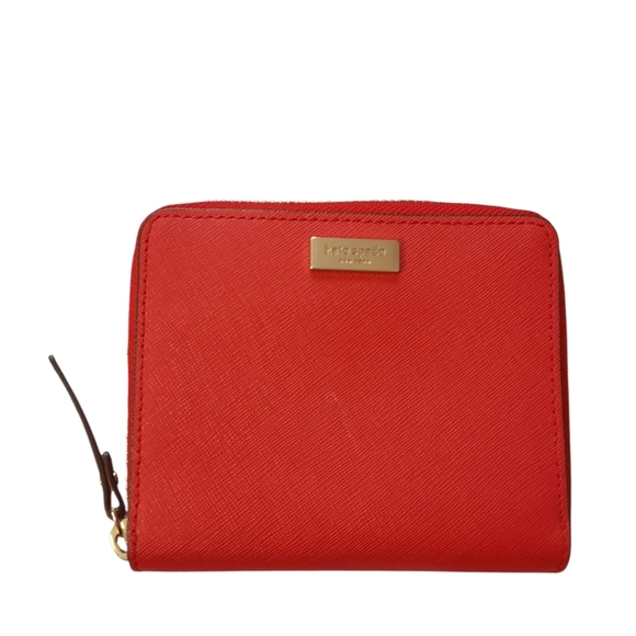 Kate Spade Red Laurel Way Darci Zip Leather Wallet NWOT - Picture 1 of 15